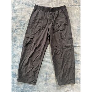 Calia Black Effortless Nyluxe Cinch Hem Wide Leg Cargo Pants Women's XL